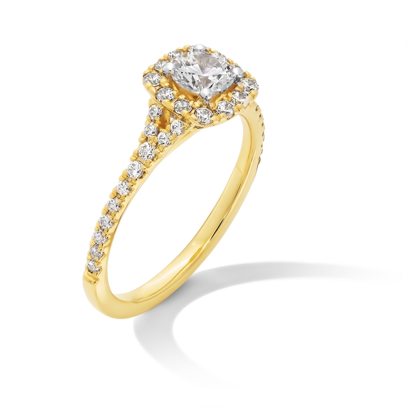 Main Image 3 of 1.00 CT. T.W. Certified Lab-Created Diamond Cushion Frame Engagement Ring in 14K Gold (F/VS2)