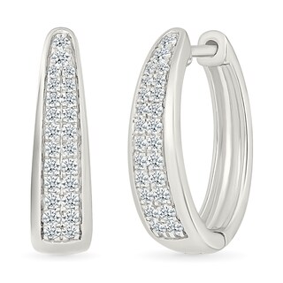 0.45 CT. T.W. Diamond Tapered Oval Double Row Hoop Earrings in 10K White Gold