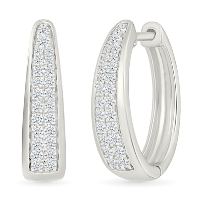 0.45 CT. T.W. Diamond Tapered Oval Double Row Hoop Earrings in 10K White Gold