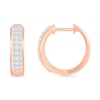 Thumbnail Image 2 of 0.45 CT. T.W. Diamond Double Row Hoop Earrings in 10K Rose Gold