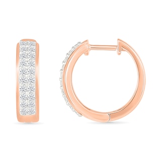 0.45 CT. T.W. Diamond Double Row Hoop Earrings in 10K Rose Gold