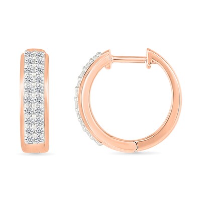 0.45 CT. T.W. Diamond Double Row Hoop Earrings in 10K Rose Gold