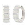 0.23 CT. T.W. Diamond Alternating Row Puff Hoop Earrings in 10K White Gold