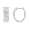 0.23 CT. T.W. Diamond Alternating Row Puff Hoop Earrings in 10K White Gold