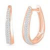 Thumbnail Image 1 of 0.23 CT. T.W. Diamond Tapered Double Row Hoop Earrings in 10K Rose Gold