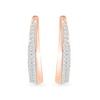 Thumbnail Image 3 of 0.23 CT. T.W. Diamond Tapered Double Row Hoop Earrings in 10K Rose Gold