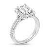 2.60 CT. T.W. Emerald-Cut Certified Lab-Created Diamond Frame Double Row Shank Engagement Ring in 14K White Gold