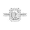 Thumbnail Image 3 of 2.60 CT. T.W. Emerald-Cut Certified Lab-Created Diamond Frame Double Row Shank Engagement Ring in 14K White Gold