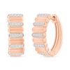 0.23 CT. T.W. Diamond Alternating Row Puff Hoop Earrings in 10K Rose Gold