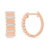 Thumbnail Image 2 of 0.23 CT. T.W. Diamond Alternating Row Puff Hoop Earrings in 10K Rose Gold