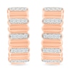 Thumbnail Image 3 of 0.23 CT. T.W. Diamond Alternating Row Puff Hoop Earrings in 10K Rose Gold