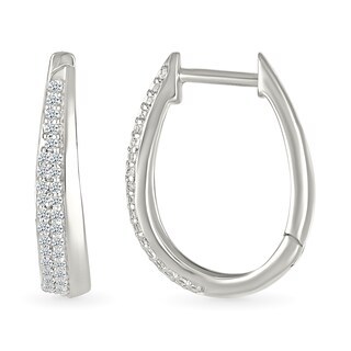 0.23 CT. T.W. Diamond Tapered Double Row Hoop Earrings in 10K White Gold