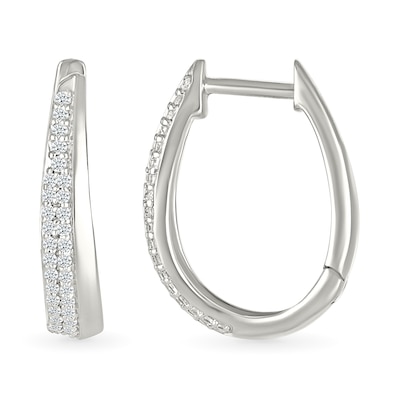 0.23 CT. T.W. Diamond Tapered Double Row Hoop Earrings in 10K White Gold