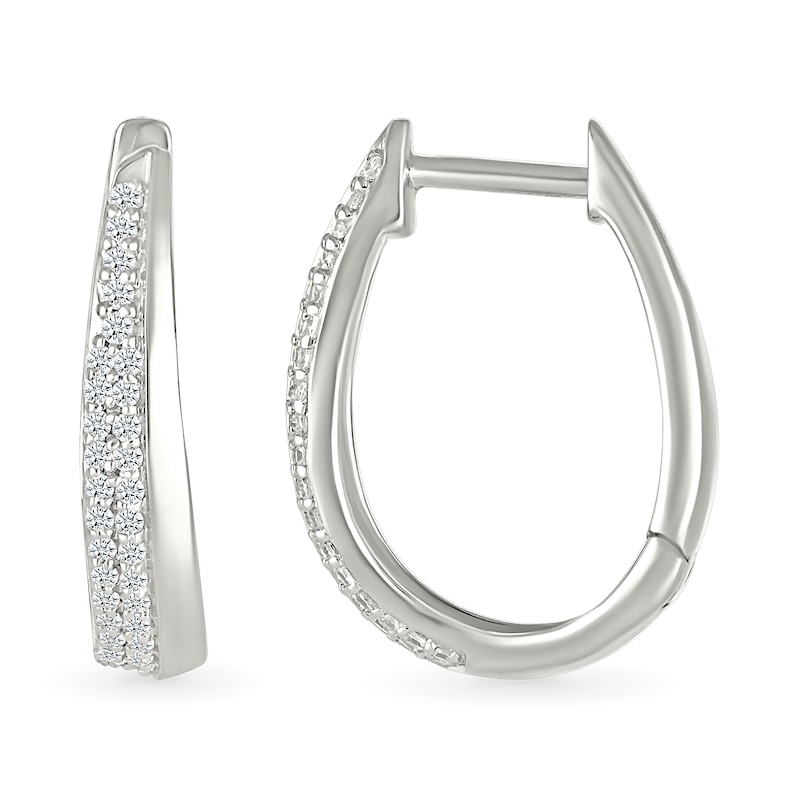 0.23 CT. T.W. Diamond Tapered Double Row Hoop Earrings in 10K White Gold