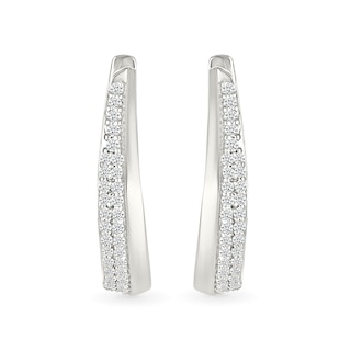 0.23 CT. T.W. Diamond Tapered Double Row Hoop Earrings in 10K White Gold