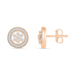 0.23 CT. T.W. Diamond Flower Frame Stud Earrings in 10K Rose Gold