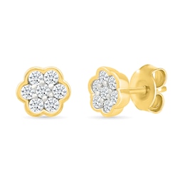 0.23 CT. T.W. Multi-Diamond Flower Stud Earrings in 10K Gold