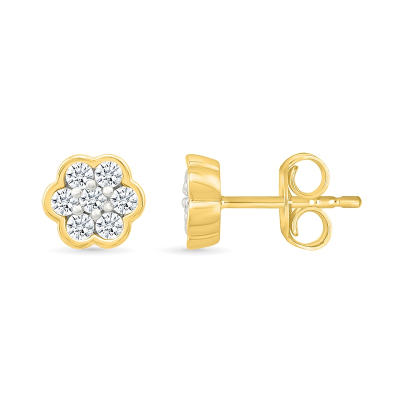 0.23 CT. T.W. Multi-Diamond Flower Stud Earrings in 10K Gold