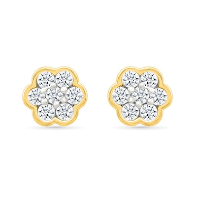 0.23 CT. T.W. Multi-Diamond Flower Stud Earrings in 10K Gold