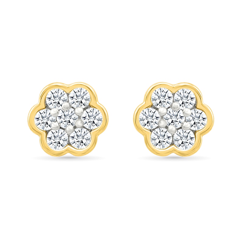 0.23 CT. T.W. Multi-Diamond Flower Stud Earrings in 10K Gold