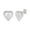 0.23 CT. T.W. Multi-Diamond Double Frame Heart Stud Earrings in 10K Gold