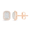 0.23 CT. T.W. Multi-Diamond Elongated Cushion Frame Stud Earrings in 10K Rose Gold