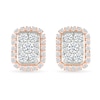 0.23 CT. T.W. Multi-Diamond Elongated Cushion Frame Stud Earrings in 10K Rose Gold