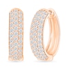 Thumbnail Image 1 of 0.95 CT. T.W. Diamond Triple Row Hoop Earrings in 10K Rose Gold