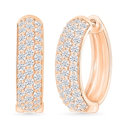 0.95 CT. T.W. Diamond Triple Row Hoop Earrings in 10K Rose Gold