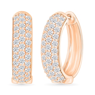 0.95 CT. T.W. Diamond Triple Row Hoop Earrings in 10K Rose Gold