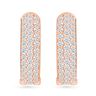 0.95 CT. T.W. Diamond Triple Row Hoop Earrings in 10K Rose Gold