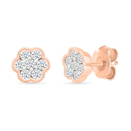 0.23 CT. T.W. Multi-Diamond Flower Stud Earrings in 10K Rose Gold