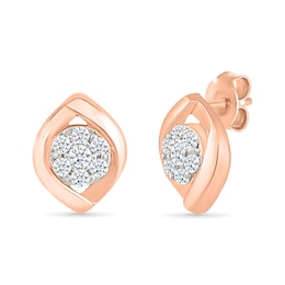 0.23 CT. T.W. Multi-Diamond Crossover Frame Stud Earrings in 10K Rose Gold