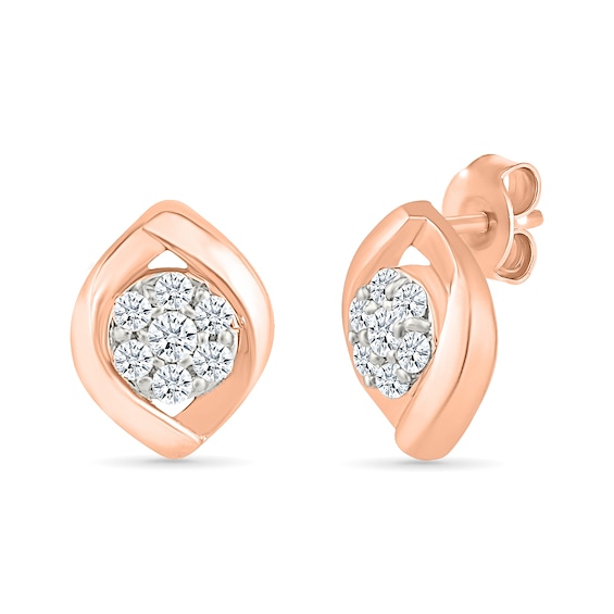 0.23 CT. T.W. Multi-Diamond Crossover Frame Stud Earrings in 10K Rose Gold