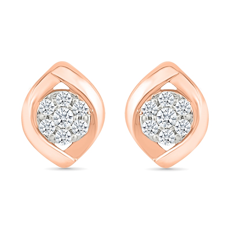 Main Image 3 of 0.23 CT. T.W. Multi-Diamond Crossover Frame Stud Earrings in 10K Rose Gold