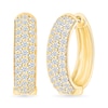 Thumbnail Image 1 of 0.95 CT. T.W. Diamond Triple Row Hoop Earrings in 10K Gold