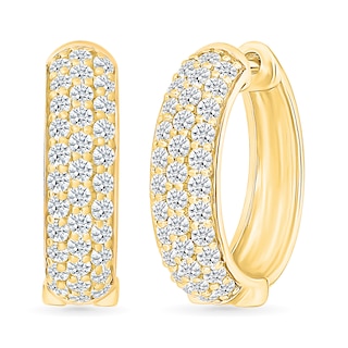 0.95 CT. T.W. Diamond Triple Row Hoop Earrings in 10K Gold