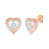 Thumbnail Image 1 of 0.23 CT. T.W. Multi-Diamond Double Frame Heart Stud Earrings in 10K Rose Gold