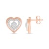 Thumbnail Image 2 of 0.23 CT. T.W. Multi-Diamond Double Frame Heart Stud Earrings in 10K Rose Gold