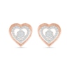 Thumbnail Image 3 of 0.23 CT. T.W. Multi-Diamond Double Frame Heart Stud Earrings in 10K Rose Gold