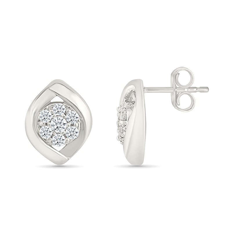 0.23 CT. T.W. Multi-Diamond Crossover Frame Stud Earrings in 10K Gold