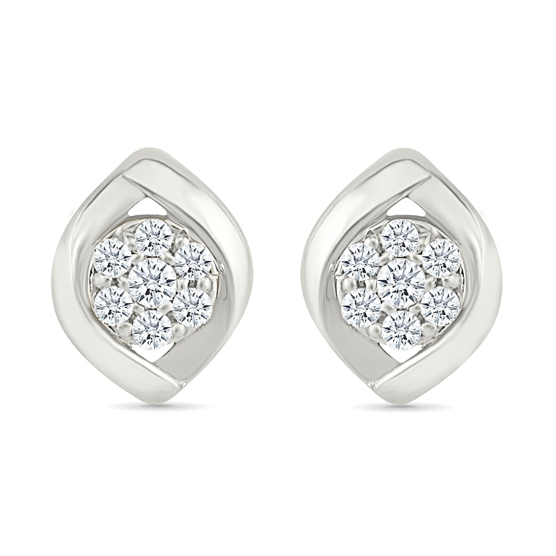 0.23 CT. T.W. Multi-Diamond Crossover Frame Stud Earrings in 10K Gold