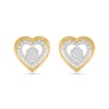 Thumbnail Image 3 of 0.23 CT. T.W. Multi-Diamond Double Frame Heart Stud Earrings in 10K Gold