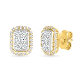 0.23 CT. T.W. Multi-Diamond Elongated Cushion Frame Stud Earrings in 10K Gold