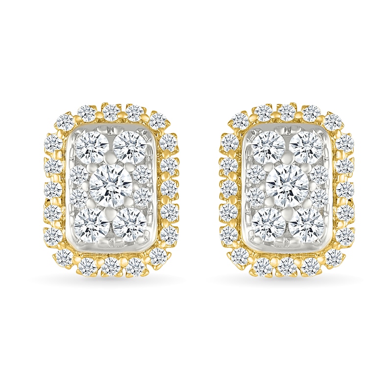 0.23 CT. T.W. Multi-Diamond Elongated Cushion Frame Stud Earrings in 10K Gold