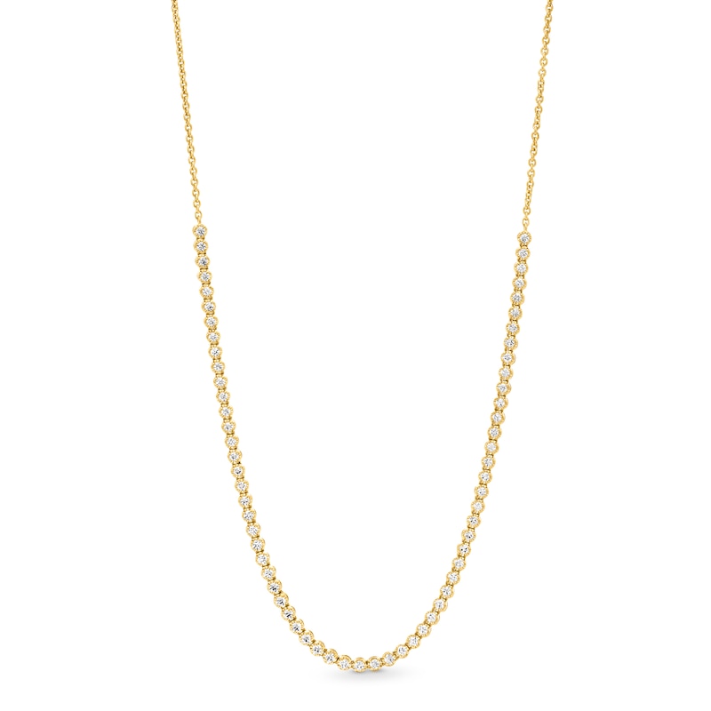 Main Image 1 of 1.00 CT. T.W. Certified Lab-Created Diamond Line Necklace in Sterling Silver with 10K Gold Plate (F/SI2)