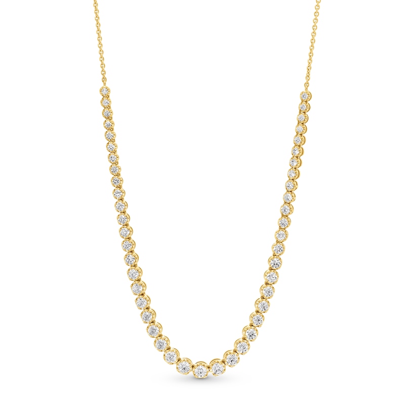 Main Image 1 of 3.00 CT. T.W. Certified Lab-Created Diamonds Graduated Line Necklace in Sterling Silver with 10K Gold Plate (F/SI2)