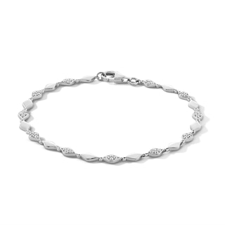 0.50 CT. T.W. Marquise-Shaped Multi-Diamond Alternating Link Bracelet in Sterling Silver