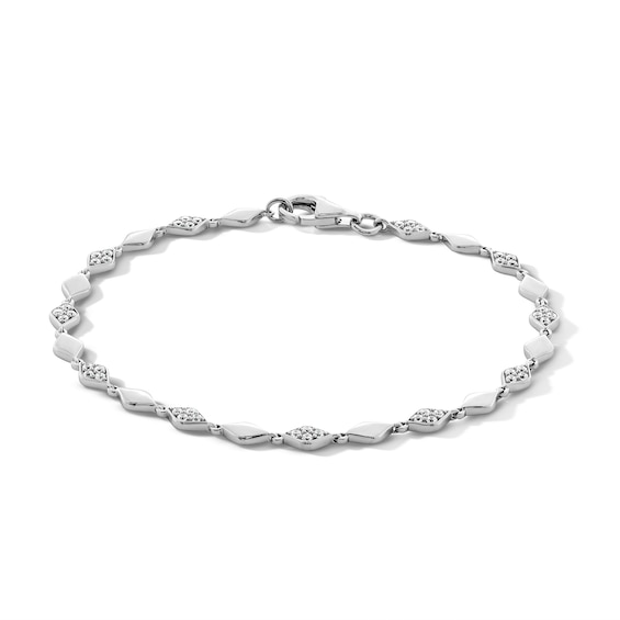 0.50 CT. T.W. Marquise-Shaped Multi-Diamond Alternating Link Bracelet in Sterling Silver