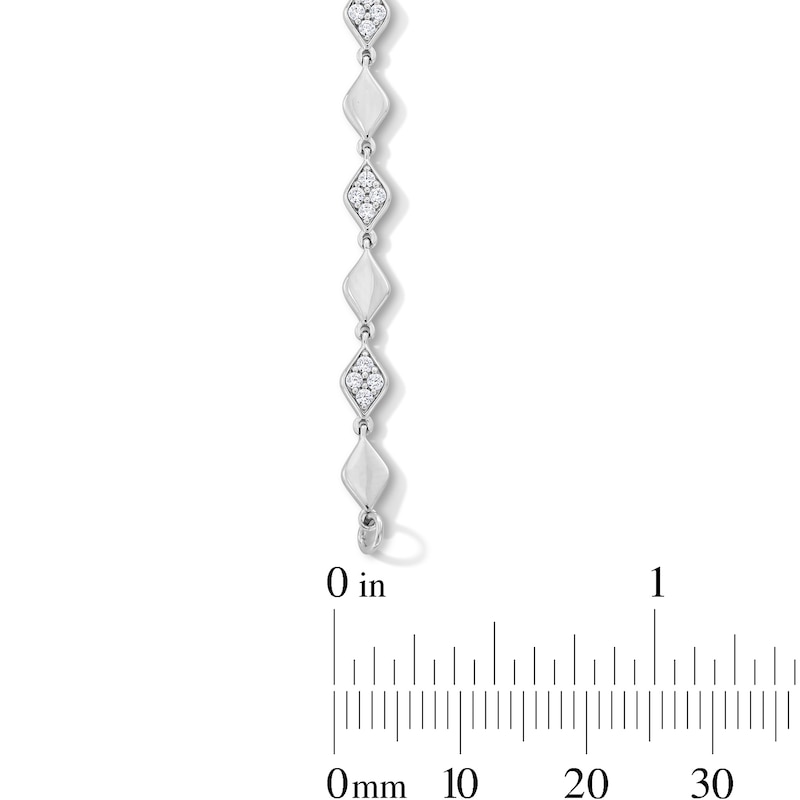 Main Image 3 of 0.50 CT. T.W. Marquise-Shaped Multi-Diamond Alternating Link Bracelet in Sterling Silver